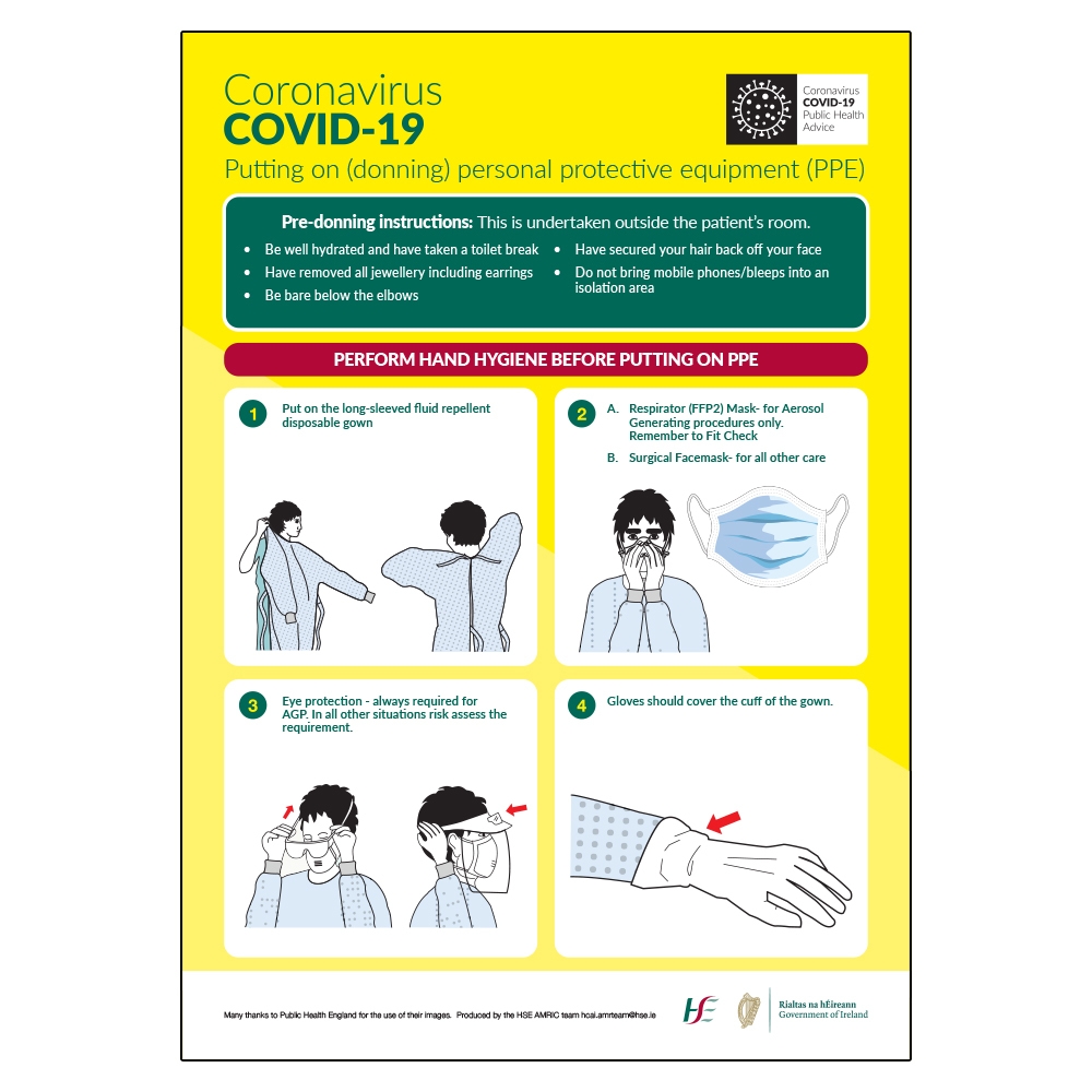 Covid 19 putting on ppe sign social distancing signage